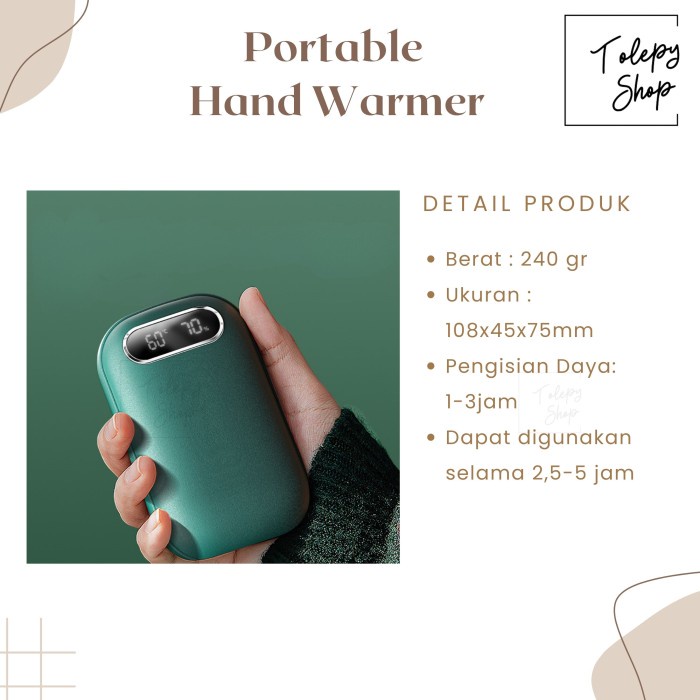 TOP RECHARGABLE PORTABLE HAND WARMER / PENGHANGAT TANGAN TRAVEL ELEKTRIK -
