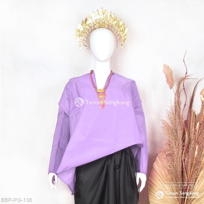 TERBARU Baju Bodo Adat Bugis Makassar Dewasa Polos Original Tokko Asli Lengan Panjang Ungu Lilac -