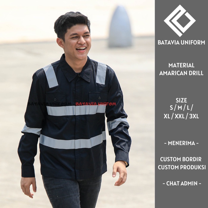 Baju Kemeja Wearpack Seragam Proyek Tambang Safety Pria Lengan Panjang