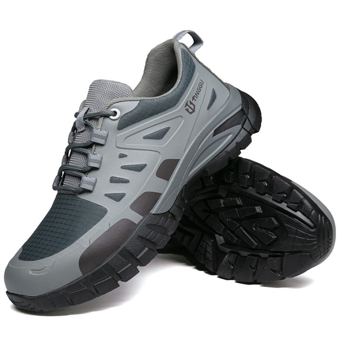 Sepatu Safety Import Anti Paku Ujung Besi Sporty Safety Shoes Pria