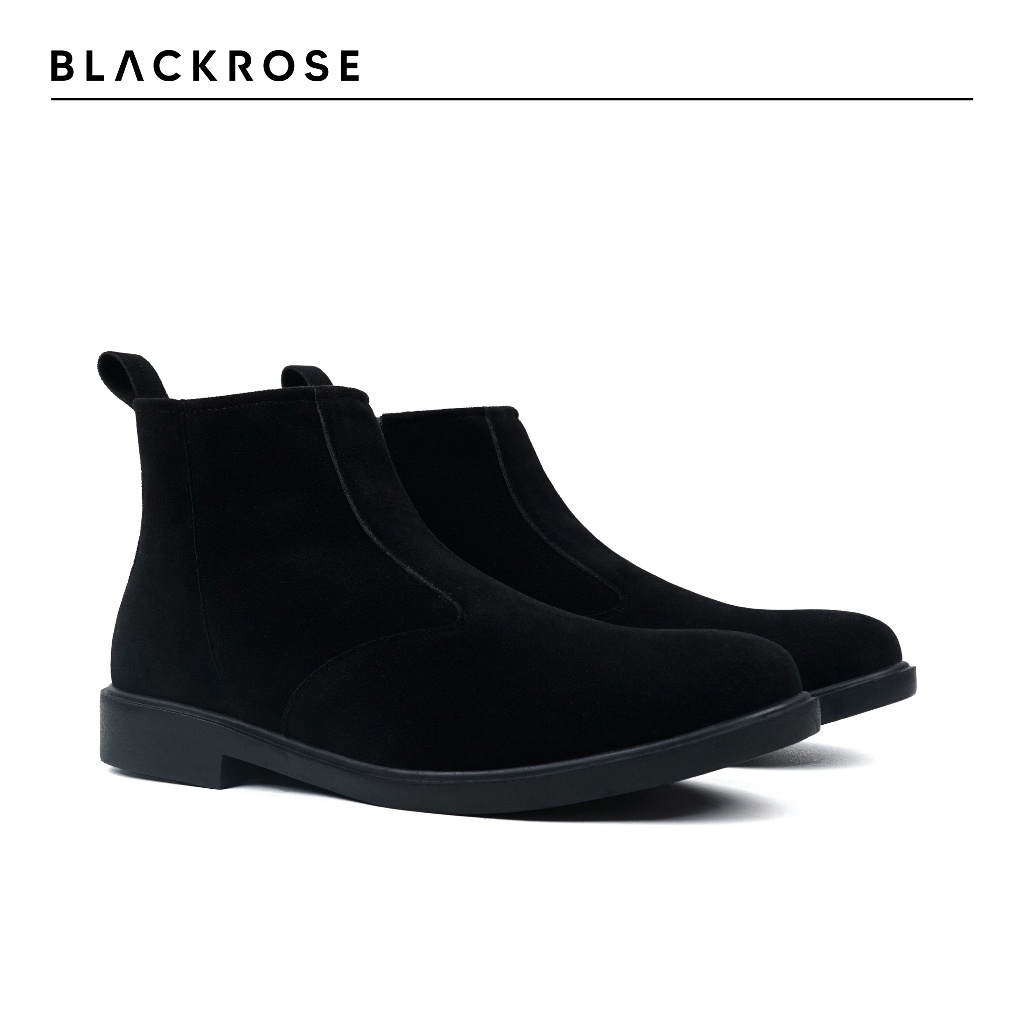 CUCI GUDANG BLACKROSE Sepatu Boots Pria Chelsea Zipper Resleting YKK Hitam Black Suede Formal And
