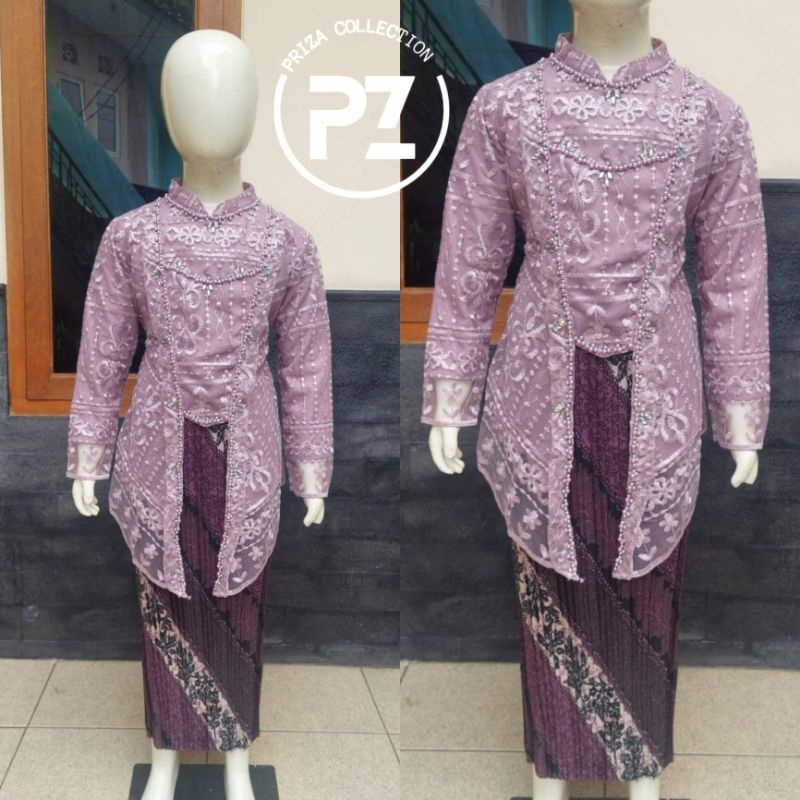 BIG PROMO Kebaya Anak Modern Model Kutubaru Hijab / Stelan Kebaya Pesta Anak Perempuan / Kebaya Anak