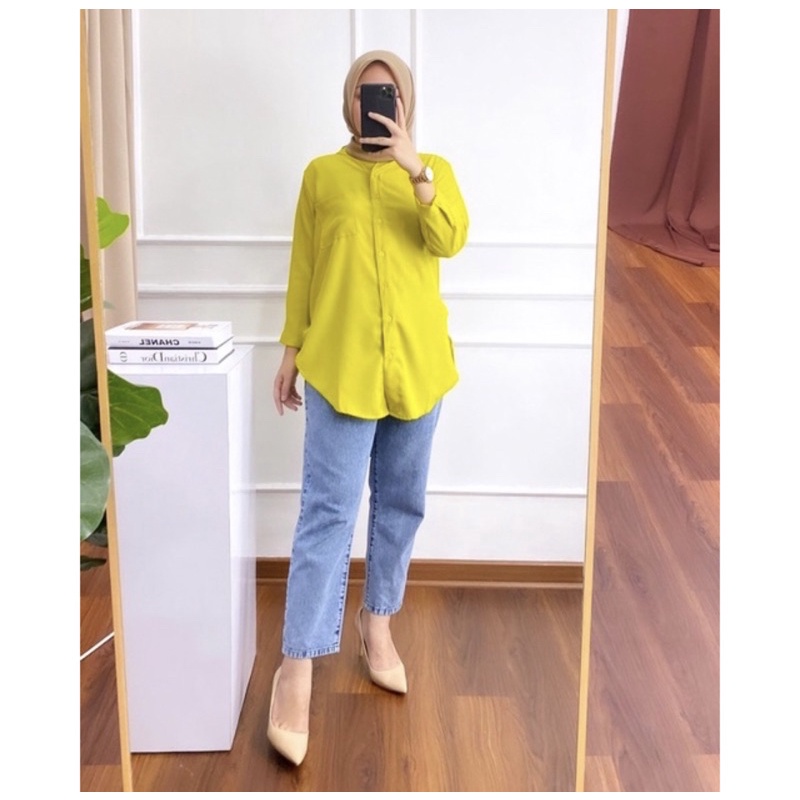 BEST SALE Kemeja Tunik Polos Shakila Premium Mango Stretch Botegga/ Atasan Muslim Wanita