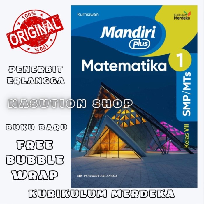

SALE !!! BUKU MANDIRI PLUS MATEMATIKA KELAS 1 / 7 VII SMP ERLANGGA KURIKULUM MERDEKA ORIGINAL READYY