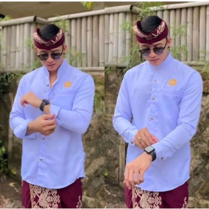 CUCI GUDANG Parling Laris Yoko Ongkara Lengan Panjang / Safari Ongkara Pria / Baju Adat Pria Bali