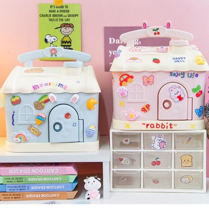 CODCelengan Koin Desain Kawaii Lucu Untuk Anak Perempuan Mainan Anak Celengan ATM Bank Brankas