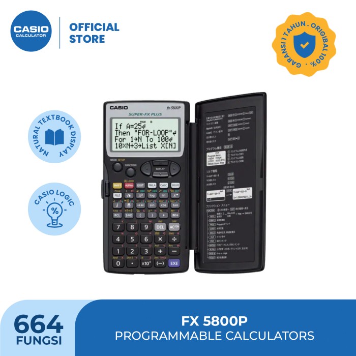 

CASIO FX-5800P - Kalkulator Sekolah/Kuliah - Programming - 664 fungsi TERLARIS/TERMURAH/TERPOPULER