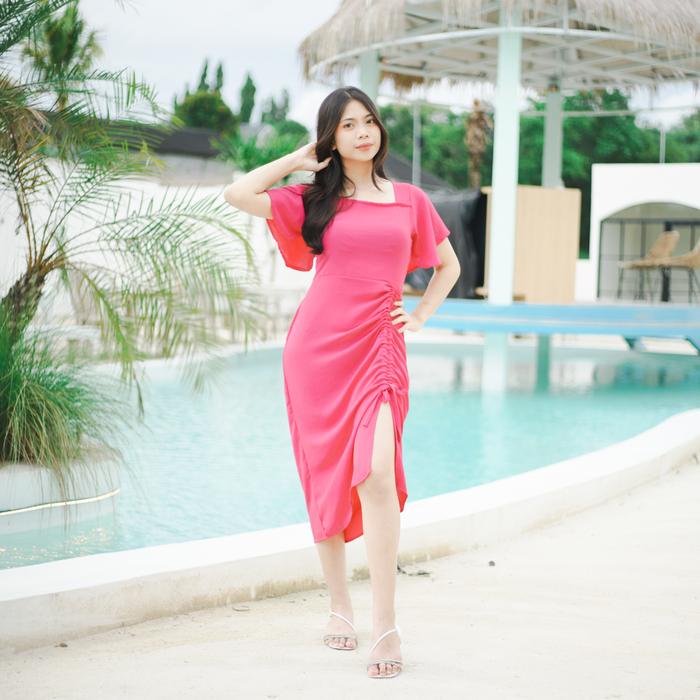 top DB - Elsa Serut Paha Cringkle LD 110cm [ Daster Wanita Kekinian - Bisa COD ] Simple Elegan Dress