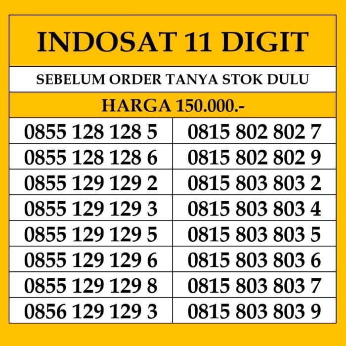 Nomor Cantik Indosat Im3 10 digit Kartu Perdana no simpati xl axis TERLARIS/TERMURAH/TERPOPULER