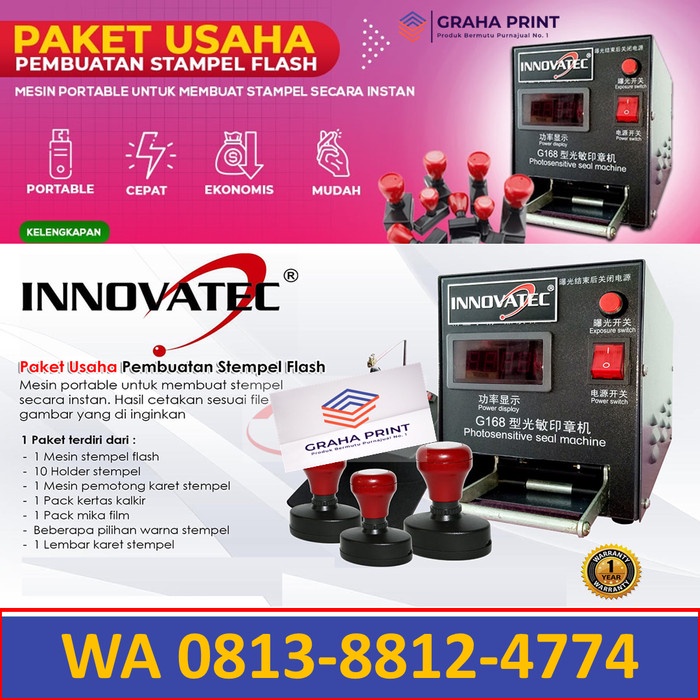 

Mesin Stempel Flash INNOVATEC Premium Paket Lengkap Dengan Bahan Siap Pakai Paket Usaha Mesin