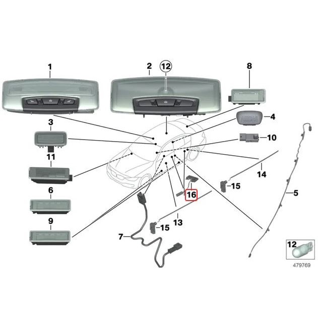 Original Bmw F30 F32 F34 F36 Bohlam Led Lampu Handle Pintu Kanan New
