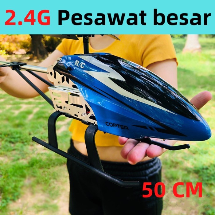 TERLARIS Helikopter RC Ukuran Besar 50cm 4CH Battery 1000mAH Alloy LED