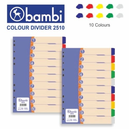 

[tmr] - Bambi Divider Plastik Folio 10 Warna 2510 Pembatas Binder Plastik F4