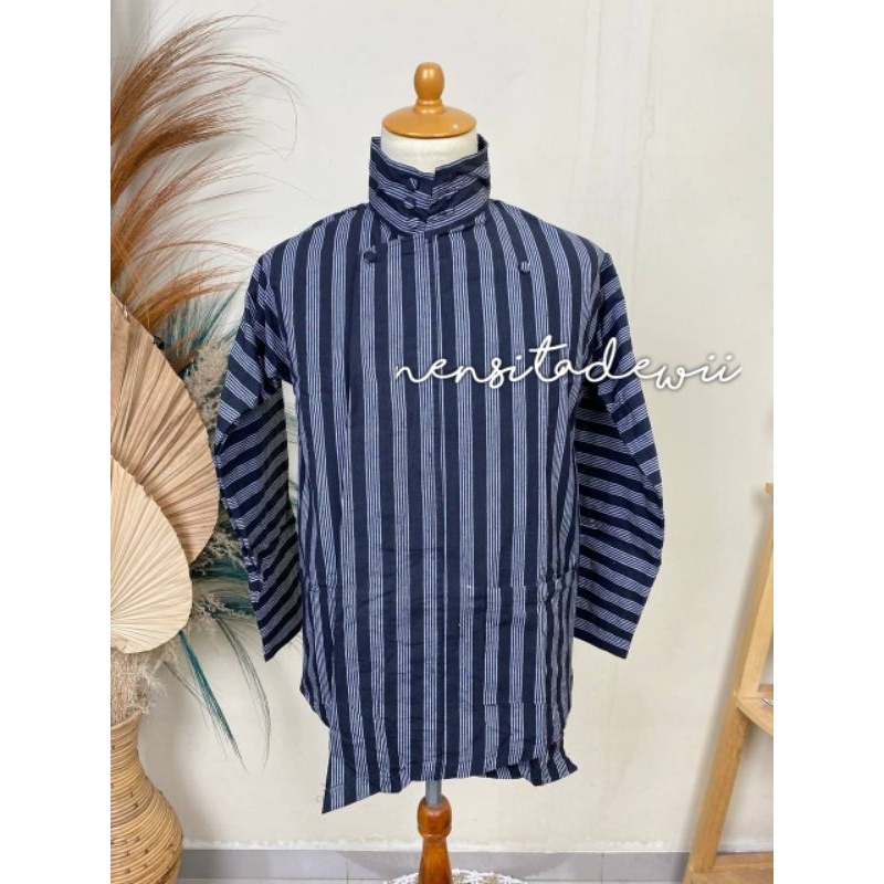[Hitam] Surjan Lurik / Baju Jawa Lurik - Premium, Katun Prasojo