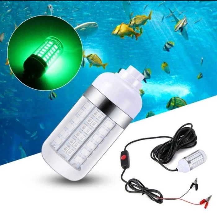 Lampu Celup Pancing Pemanggil Pemikat Ikan Led Fishing 12V, Cahaya Hijau