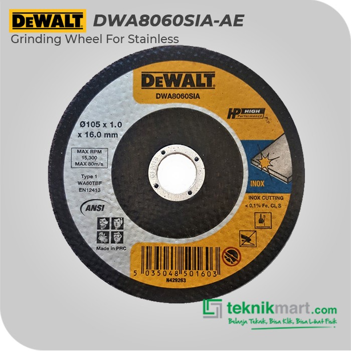 Dewalt Mata Gerinda Potong Stainless 105Mm Dwa8060Sia-Ae