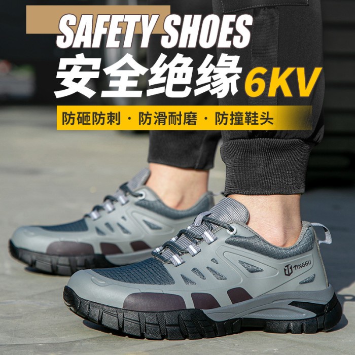 Sepatu Safety Import Anti Paku Ujung Besi Sporty Safety Shoes Pria