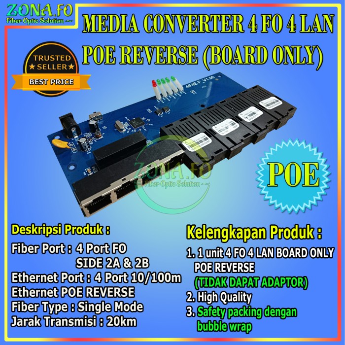 Kualitas No1 Media Converter 4 Port Fo 4 Port Lan 10/100 Board Only / 4 Fo 4 Lan