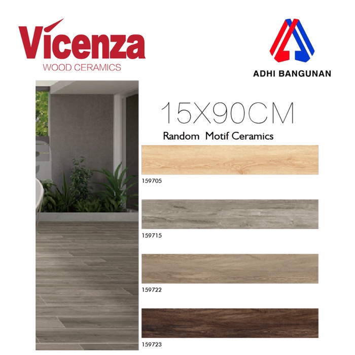 yukCheckoutaja- Granit Tile Lantai Tangga / Kering Matt Motif Kayu - VICENZA 15x90 cm