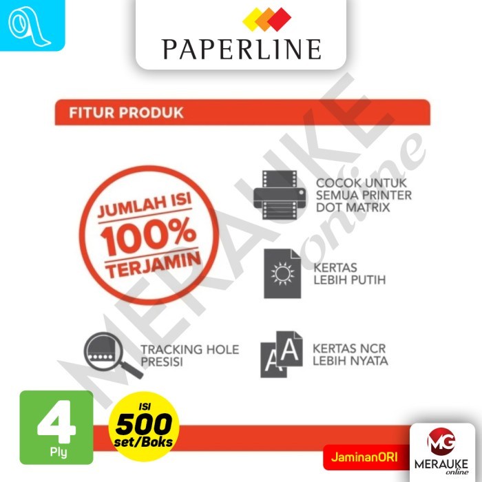 

Terbaru!! Continuous Form Paperline 4 Ply K4 P/W (500 Set Per Box) Cod