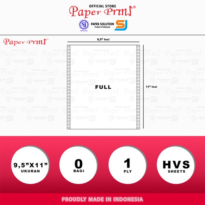 

Terbaru!! Paperpryns Kertas Continuous Form 1Ply Hvs 9,5" X 11" Cod