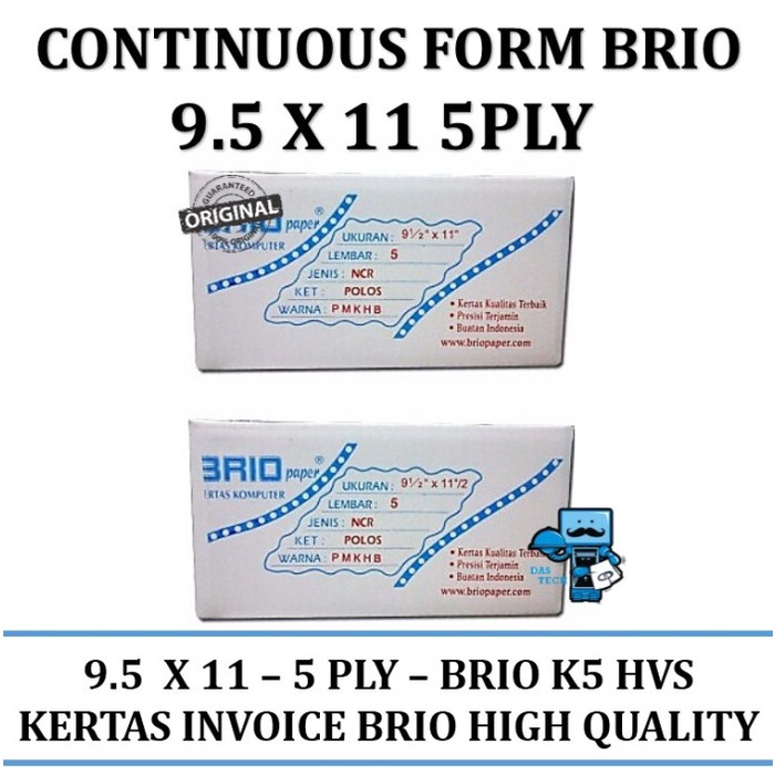 

Produk Viral Continuous Form Brio 9.5X11 5 Ply (Kertas Komputer) Cod