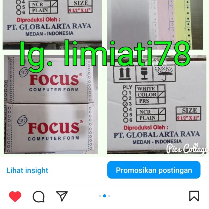 

Ready Stock Kertas Komputer Continuous Form Focus 9 1/2 X 11 Rangkap 3 Ply K3 Packing Aman