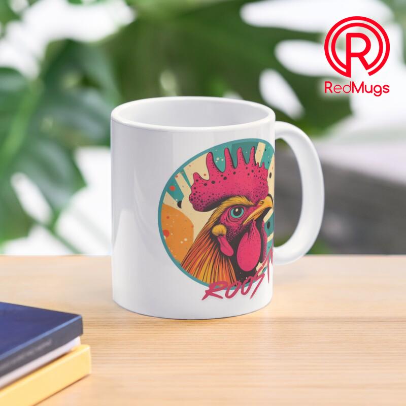 Mug Kopi Rooster Lover Graphics | Neon Rooster Art | Rooster Farm Graphics Classic Mug