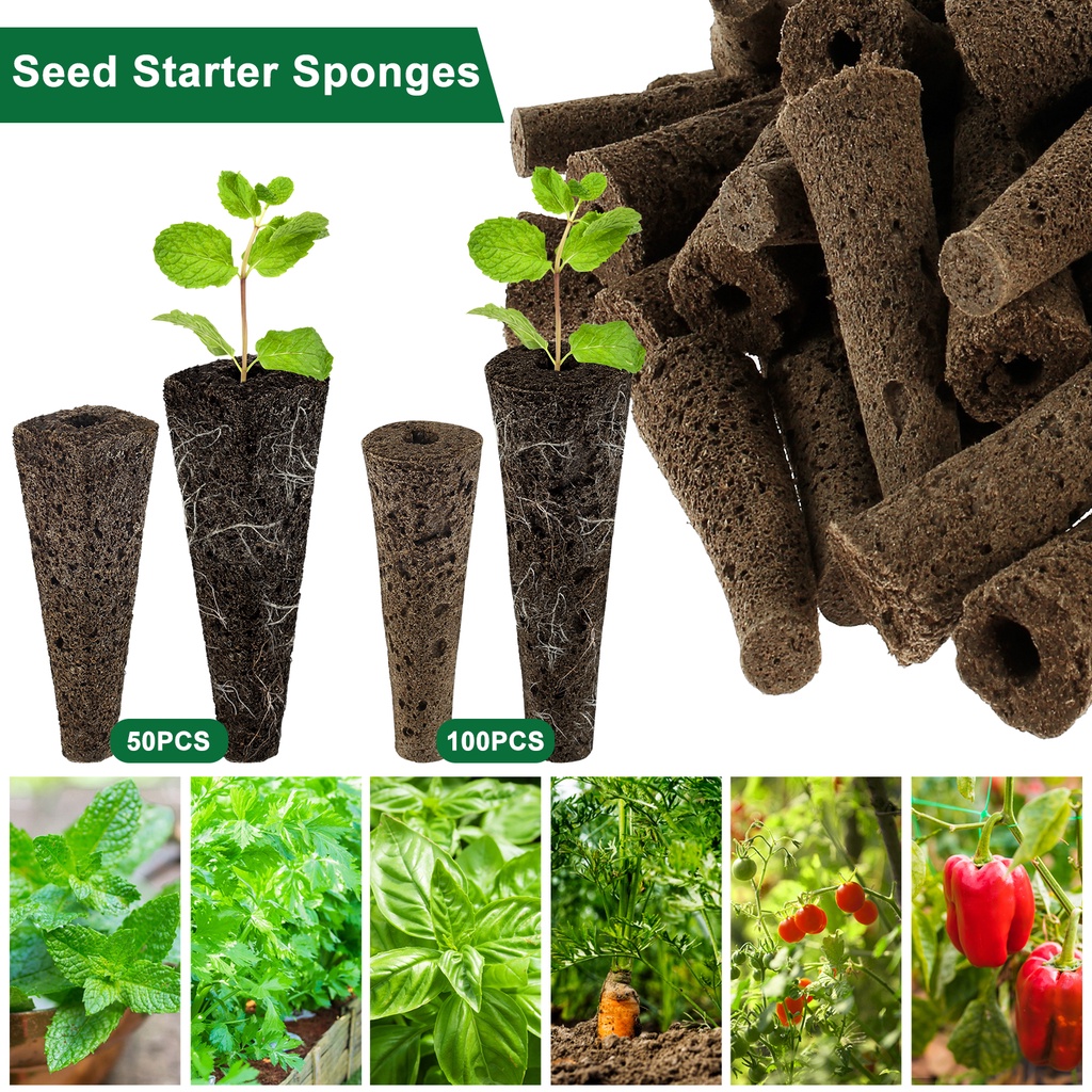 100pcs Grow Sponges Compatible with Seedling Starter Kit Reusable Seed Refill Pods for Hydroponics f