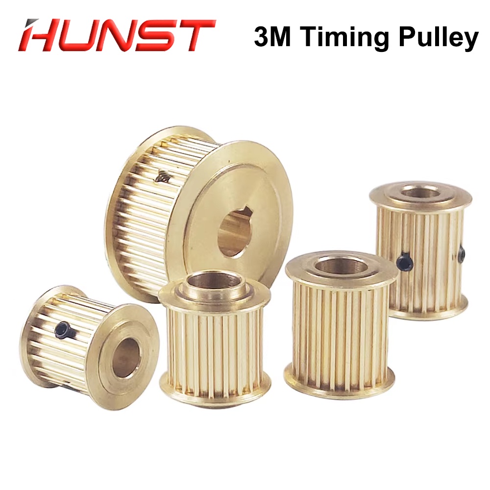 HUNST Copper Synchronizing Gear,Timing Pulley HTD 3M Pulley Synch Motor Wheel for DIY CO2 Laser Engr