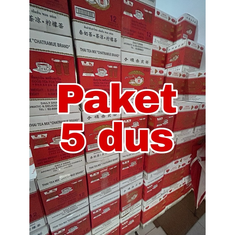 

Paket 5 Dus Thai Tea Chatramue 12x5x400gr Teh Thailand Original BPOM Halal
