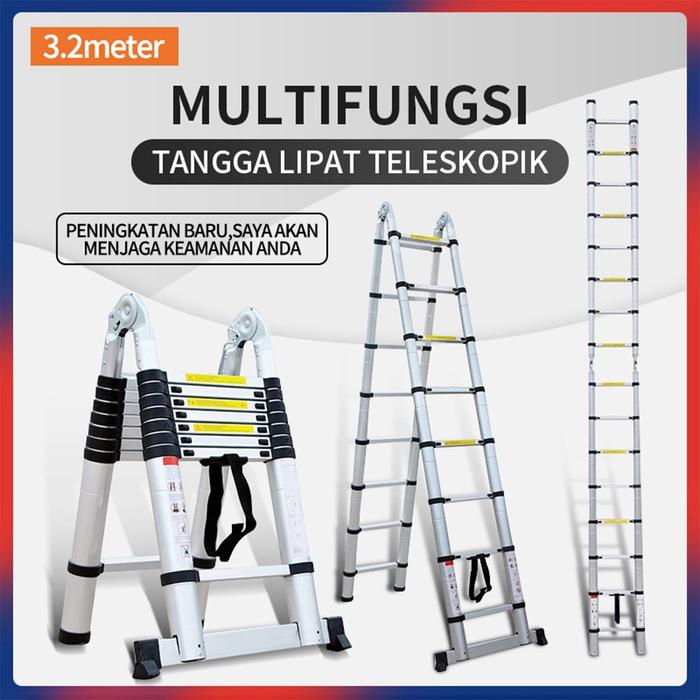 3.2Meter/3.8Meter/5Meter tangga lipat paduan aluminium teleskopik tangga teleskopik multifungsi
