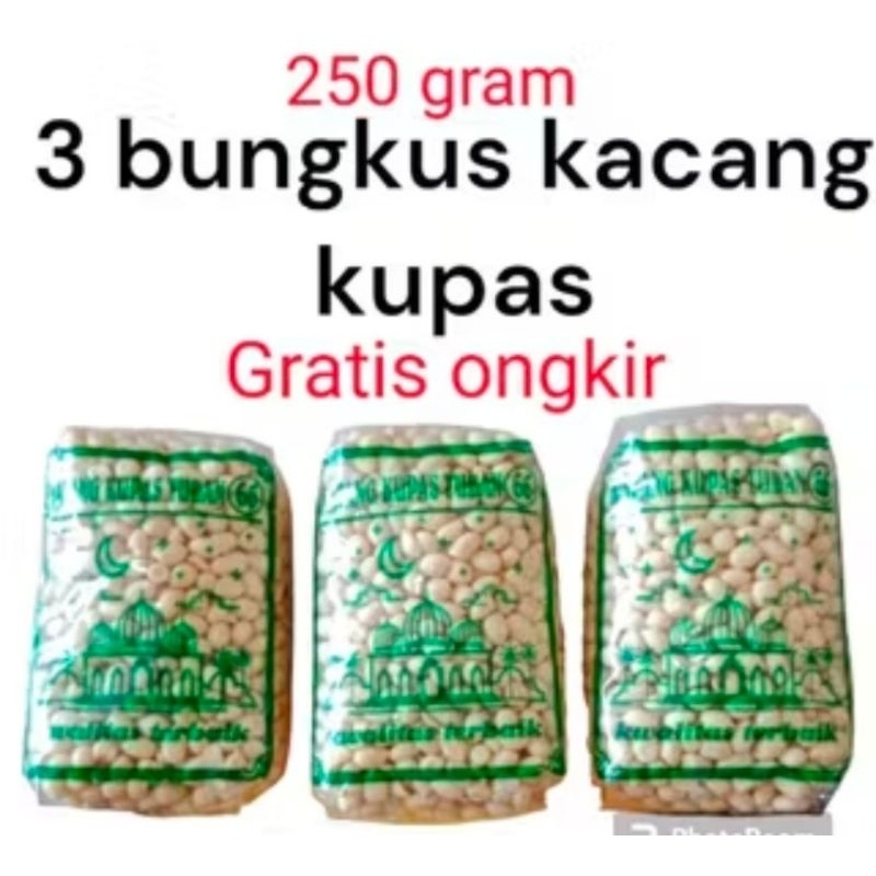 

promo kacang kupas 3 bungkus x 250 gram kemasan bungkus dan biji random