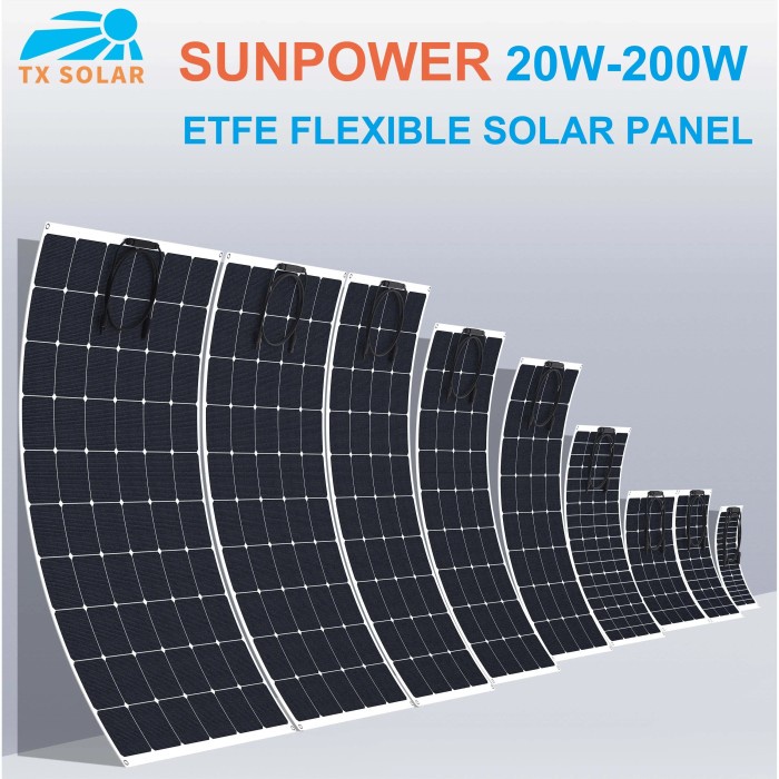 24% High efficiency 20W-200W Sunpower ETFE Flexible Solar Panels