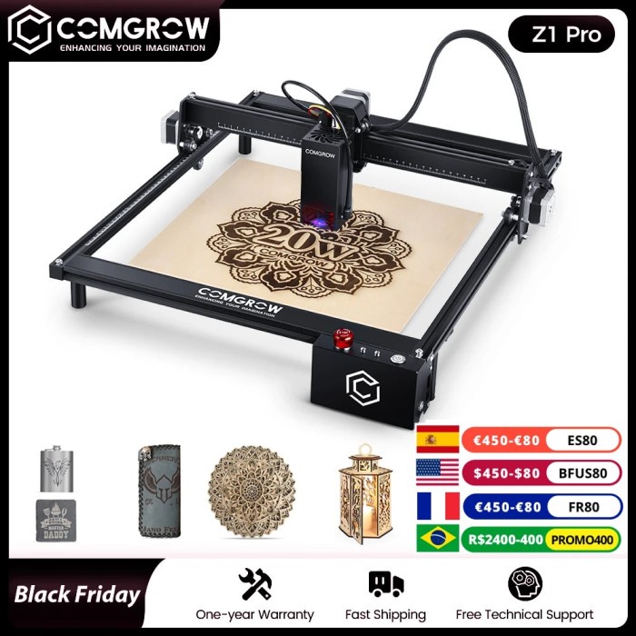 COMGROW Z1 PRO Laser Engraving Cutting Machine 20W Desktop CNC Laser