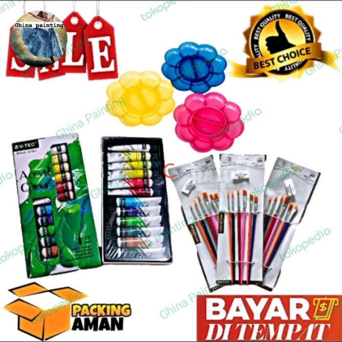 

Promo 1 Set 3 In 1 Cat Akrilik Palet Kuas Set Melukis Best Seller