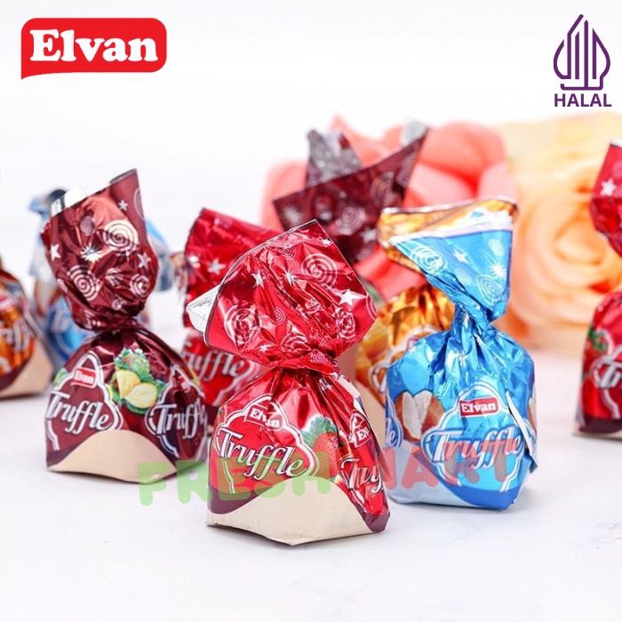 

SALE !!! ELVAN TRUFFLE COKLAT ARAB TURKI ASSORTMENT CARAMEL HAZELNUT COCONUT STRAWBERRY HALAL 400GR