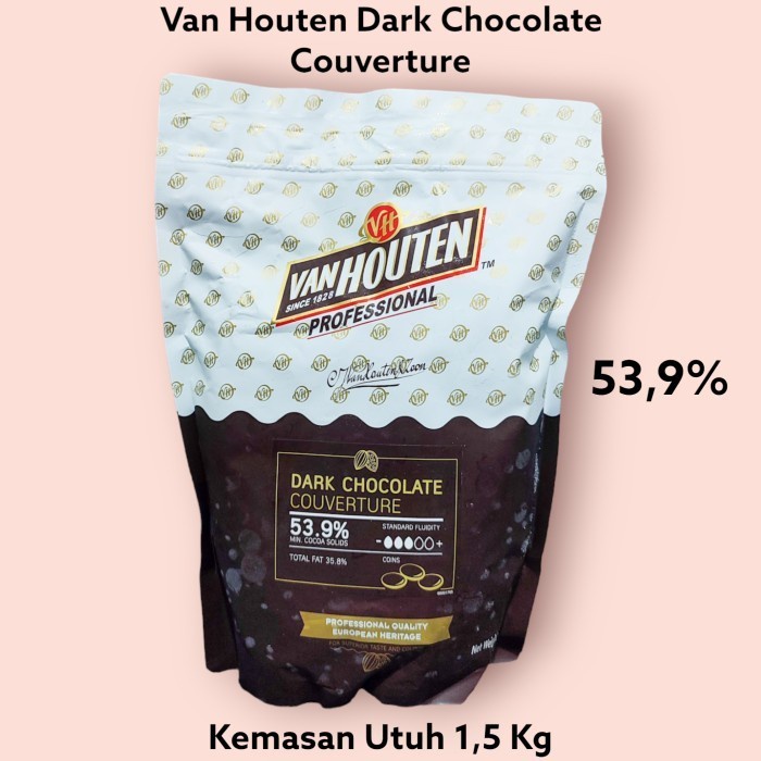 

Ready" Van Houten Dark Chocolate Couverture 53,9% Cokelat Keping Hitam 250 Gr