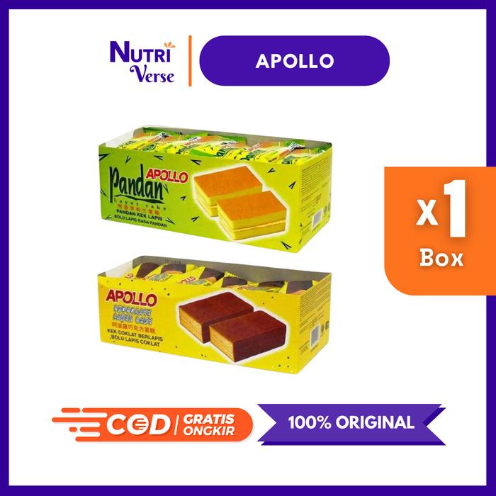

Ready" Apollo Layer Cake 24X18Gr Bolu Kek Lapis Isi Pandan/Coklat