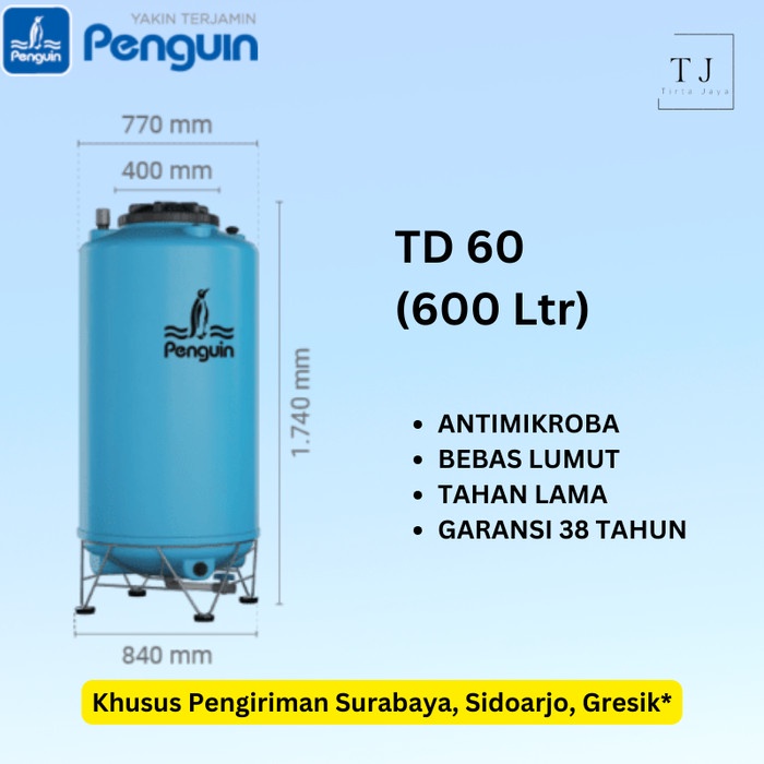 PENGUIN TANDON AIR TD 60 600 Liter Tandon Kuras Toren Air Tangki Air