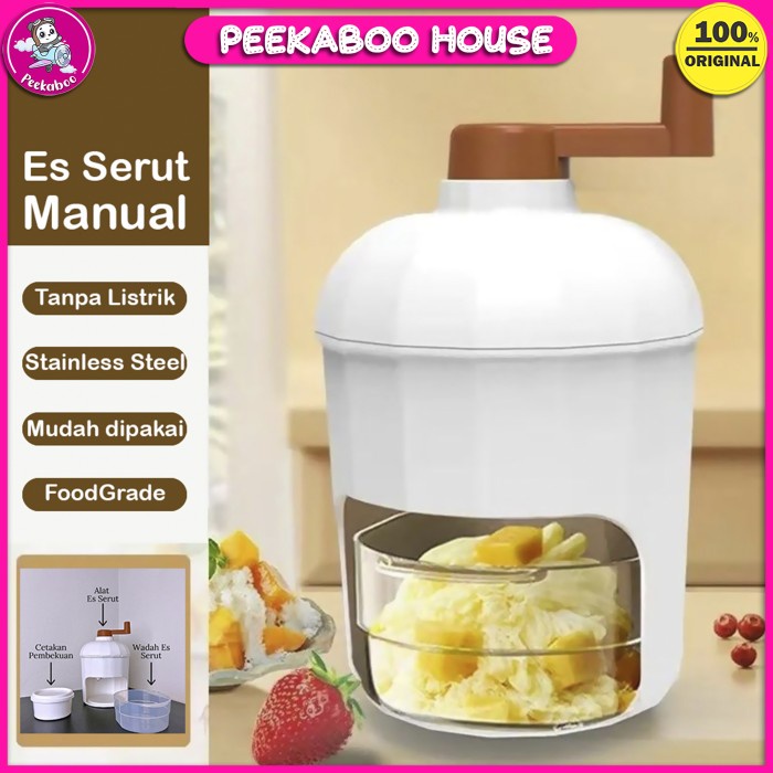 Alat Es Serut Manual Mini Ice Crusher Penghancur Es Parutan Serutan Es Batu Tanpa Listrik Peekaboo