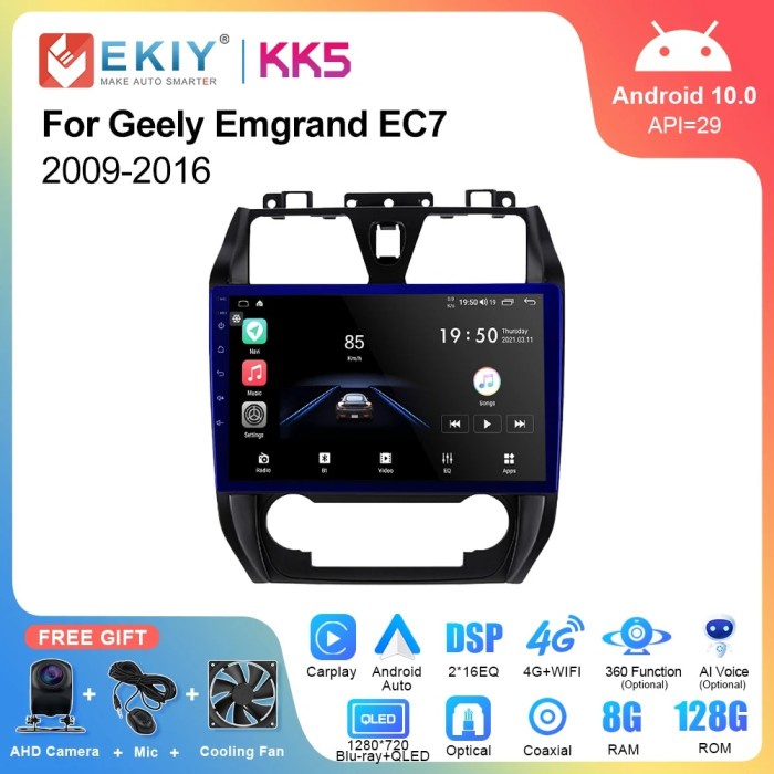 EKIY KK5 QLED Android 10 Car Radio For Geely Emgrand EC7 2009-2016
