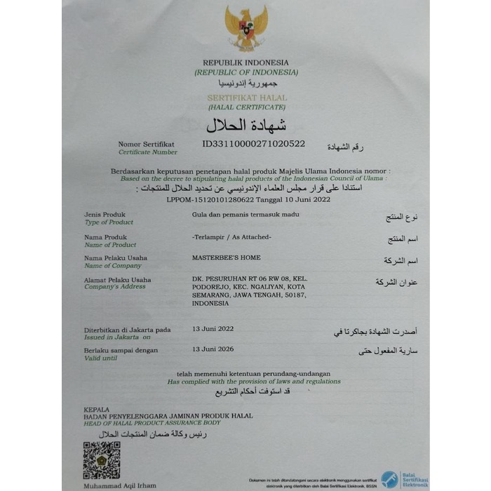 

BARANG TERLARIS PROMO Madu MasterBee / Madu Nektar Multiflora / 100% Raw Honey (Natural Honey) 1kg