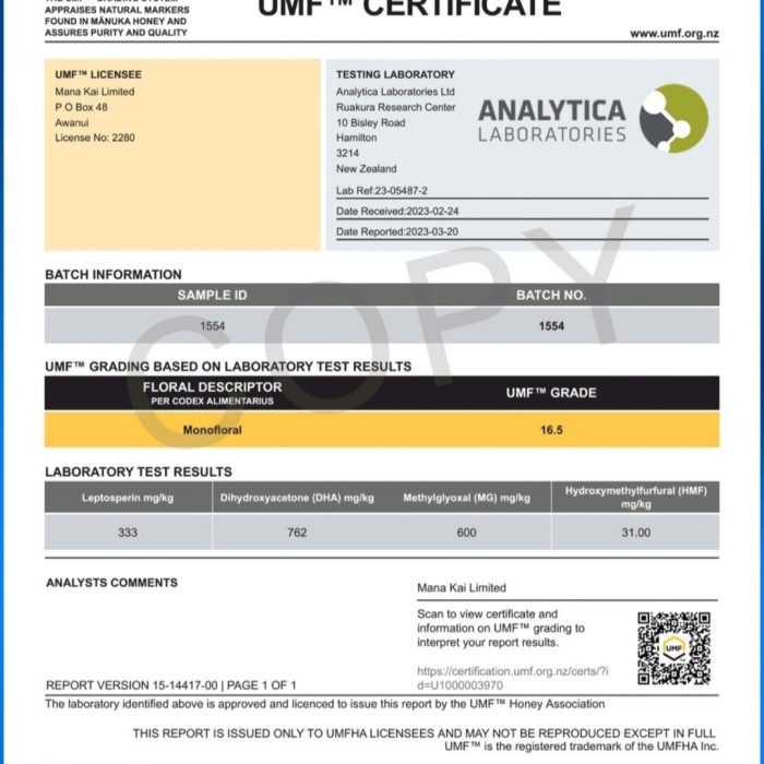 

BARANG TERLARIS PROMO MANA KAI MADU MANUKA HONEY UMF 15+, 500g, MADU NEW ZEALAND