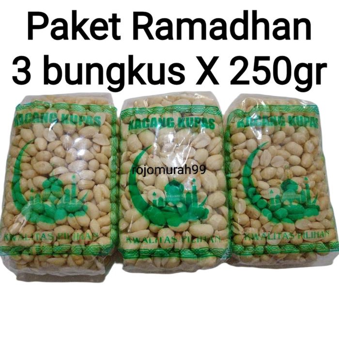 

Kacang Kupas Spesial Lebaran - 3 bungkus x 250 Gram , kemasan bungkus random- Cemilan, Food Camilan