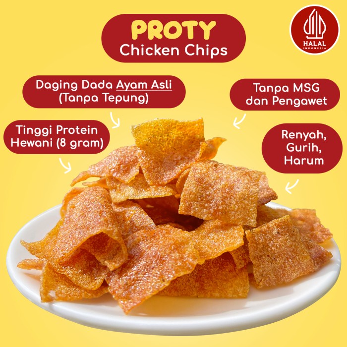 

SALE !!! CAMILAN SEHAT PROTY CHICKEN CHIPS ORI(1 PCS)+PEDAS(1 PCS)+RUMPUTLAUT(1 PCS) LEBIH SEHAT