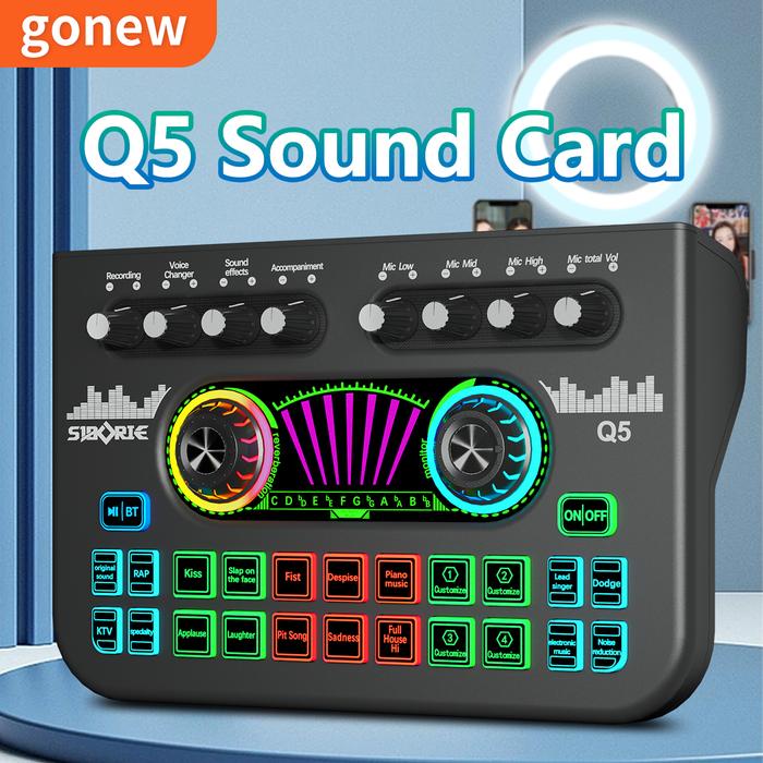 Gonew Q5 Soundcard Audio USB External Sound Card Mixer Bluetooth Siap COD