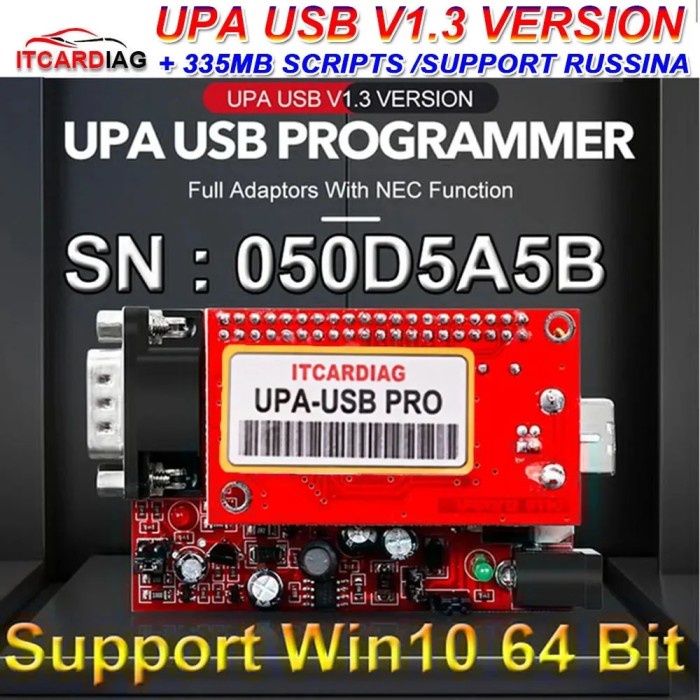 V1.3 UPA USB SN:050D5A5B ECU Chip Tunning Programmer Windows 10 64Bit