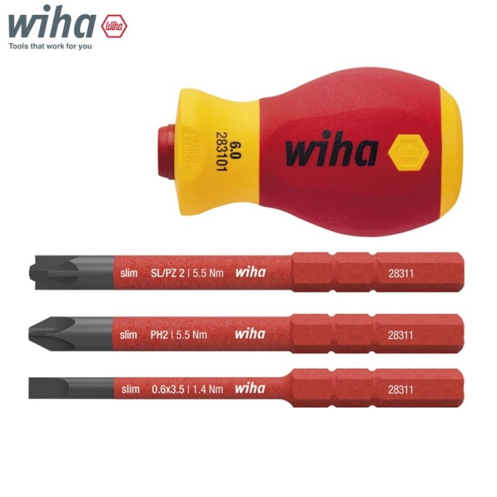 Wiha 41230 Insulated Screwdriver With Bit Holder Set SlimVario