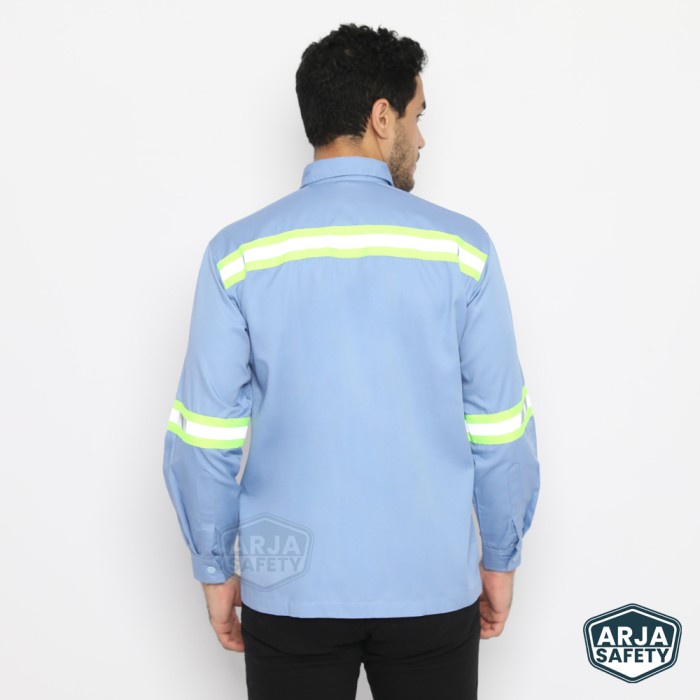 FREE LOGO SAFETY & BENDERA Kemeja Safety Lengan Panjang, Baju Proyek,